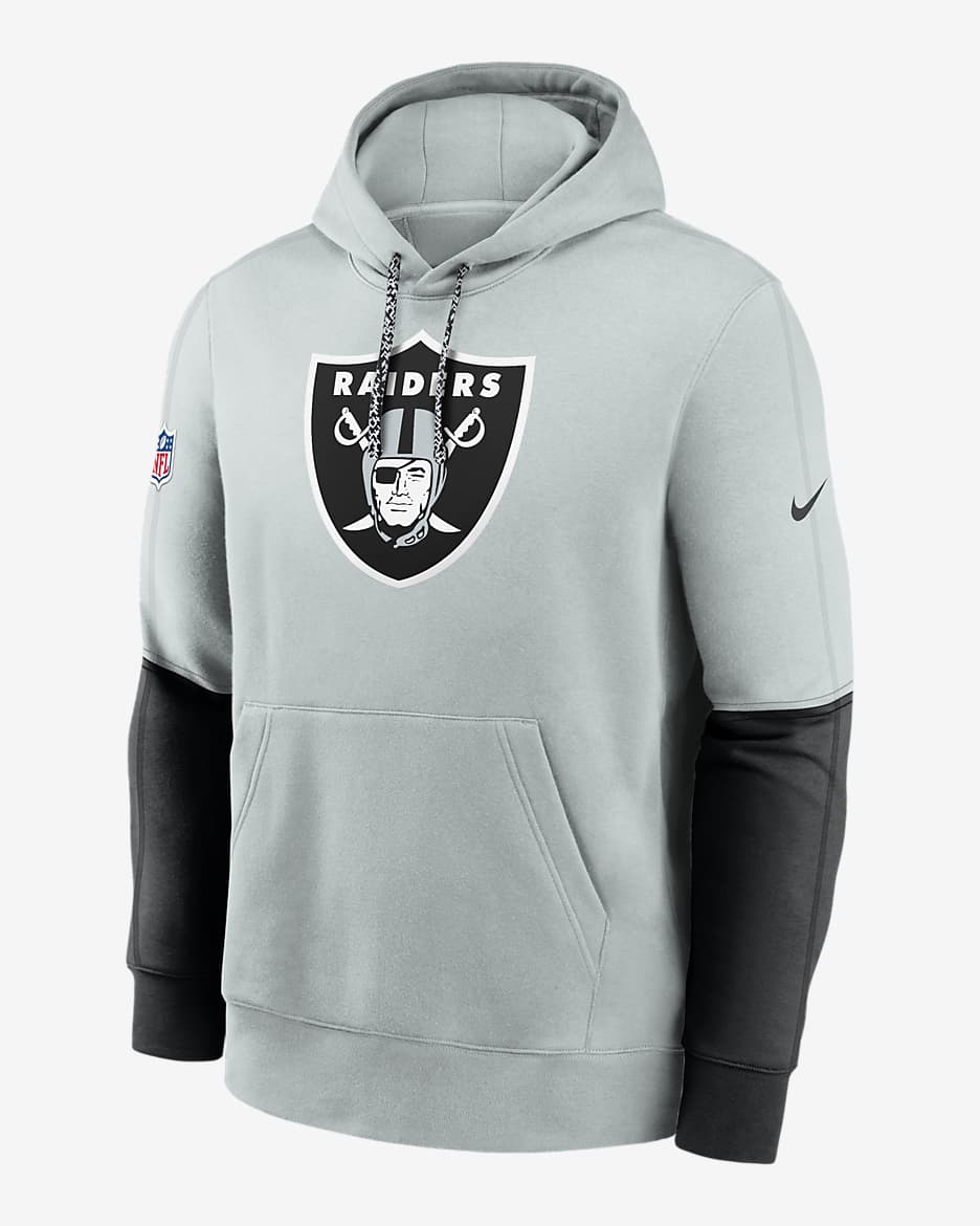 Men s Nike Silver Las Vegas Raiders 2024 Sideline Club Pullover Hoodie Size Small